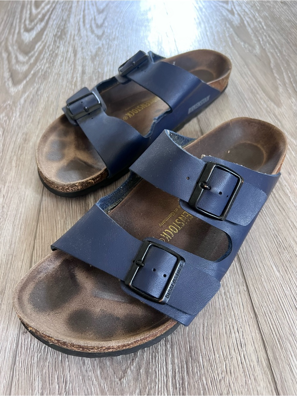 Birkenstock Arizona Blue Buckle 2 Strap Sandals - Picture 4 of 10